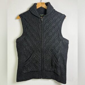 Eddie Bauer Women’s Wool Cable Knit Insulated Quiet Luxury Puffer Vest Sz L